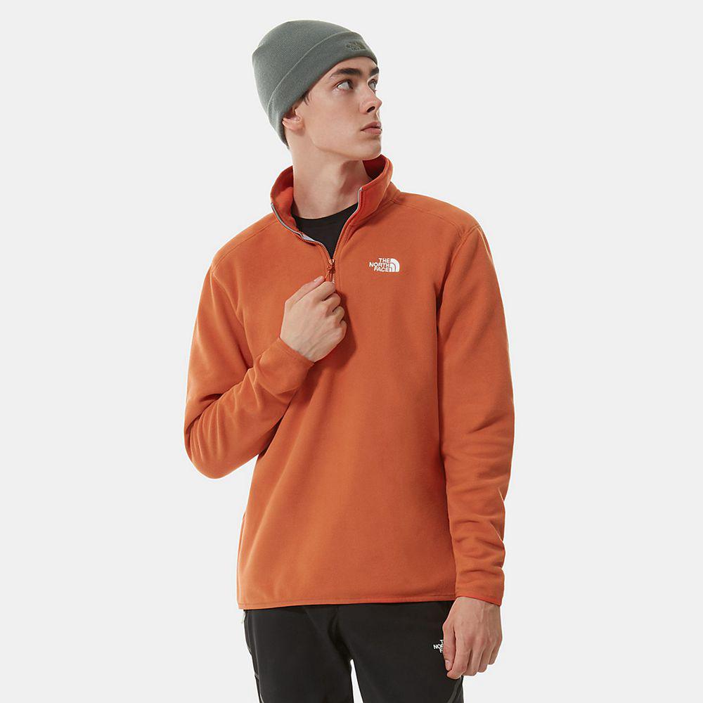 The North Face 100 Glacier Quarter-Zip Ανδρικα Fleece - Πορτοκαλι (PGEZ61834)
